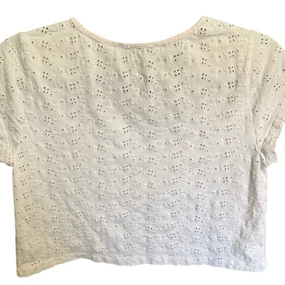 LoveShackFancy Rubin Cropped Tee Shirt Eyelet Short Sleeve Powder Pink Size Smal - Picture 6 of 11